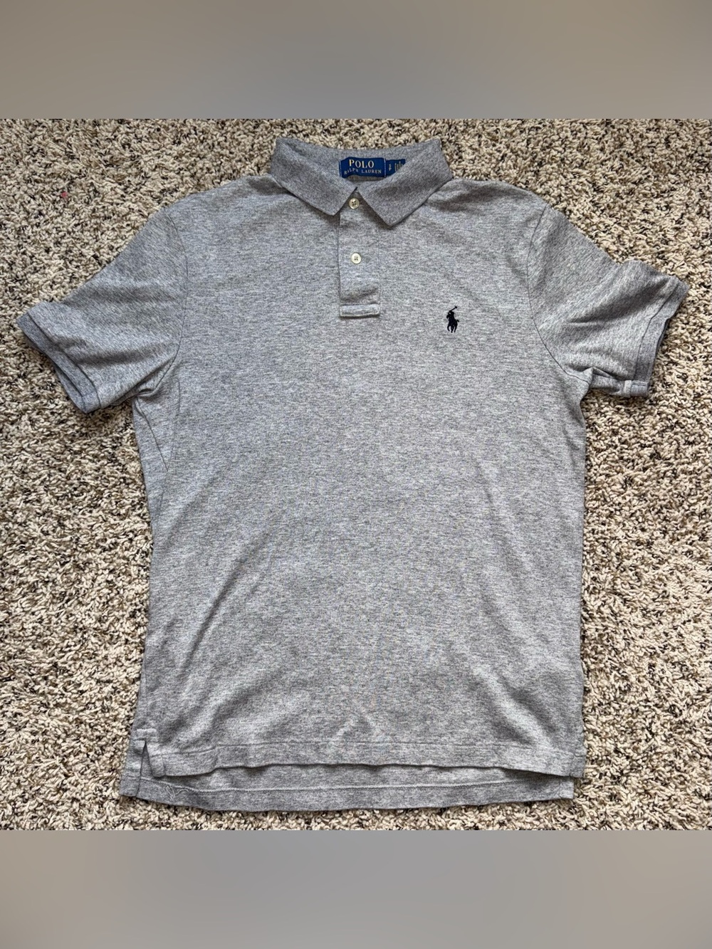 Polo Ralph Lauren Men's Small Heather Gray Interlock Short Sleeve Polo Shirt